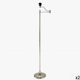SILVER FLOOR LAMP EXT ARM ROUND 
