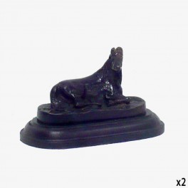 SMALL BRASS LYING HORSE WITH BAS