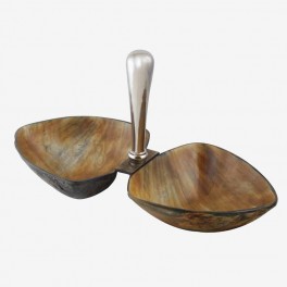 HORN SNACK STAND OF 2 SILVER STA