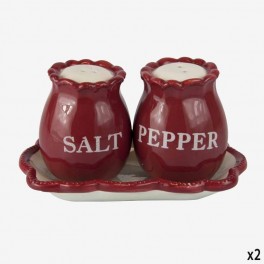RED CERAMIC SALT SHAKERS WITH TR