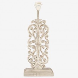 FLAT CARVED WHITE TAUPE LAMP 