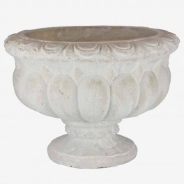 WIDE FLUTED WH CERAMIC PLANTER