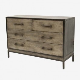 IRON  NAT WOOD CHEST OF 4 DRAWER