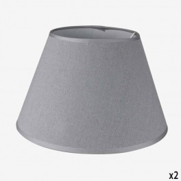 35cm ROUND GRAY LINEN LAMPSH HIG