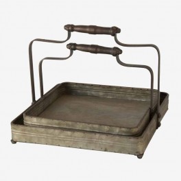 S/2 SQ IRON TRAY CENTRAL HANDLE