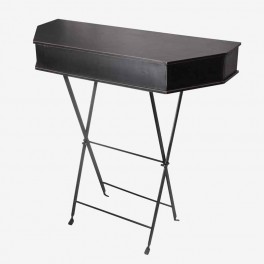 BLACK WOODEN CONSOLE WITH IRON L