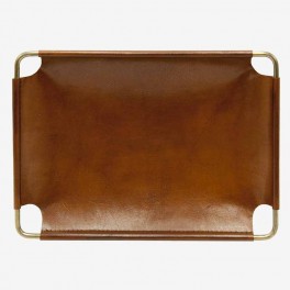 SMALL RCTG LEATHER TRAY GOLDEN E
