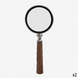 SILVER MAGNIFYING GLASS WOODEN S