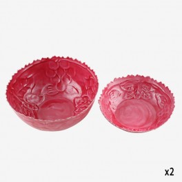 S/2 RED WAVY GRAPES BOWL