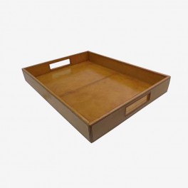 LARGE RCTG LIGHT LEATHER TRAY IN