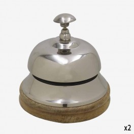 SILVER TABLE BELL WITH NAT WOOD 