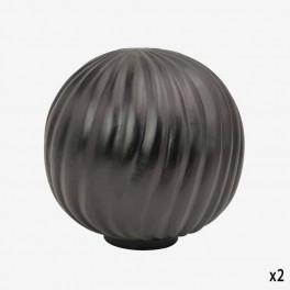 LARGE FLUTED BLACK WOOD BALL