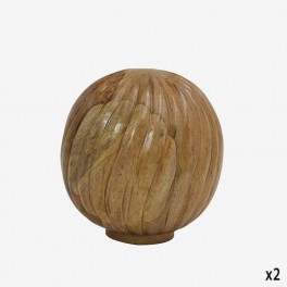 SMALL FLUTED NAT WOOD BALL