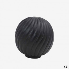 SMALL  FLUTED BLACK WOOD BALL