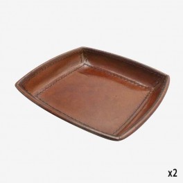 SQ LEATHER TRAY WITH SHAPE