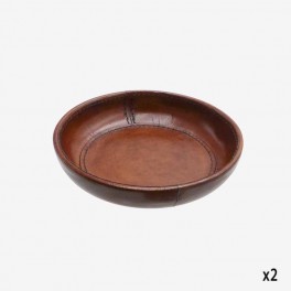 SMALL ROUND LEATHER TRAY