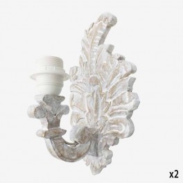 1 L WHITE WOODEN TREE WALL LAMP 