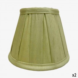 35cm L GREEN SILK LAMPSHADE WIDE