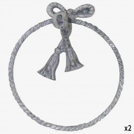 GRAY WC TOWEL RING BOW AND TASSE
