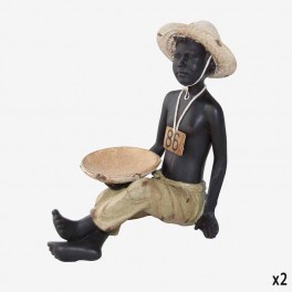 AFRICAN BOY SEATED PASTEL TRAY