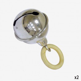 SILVER RATTLE WITH CREAM RING