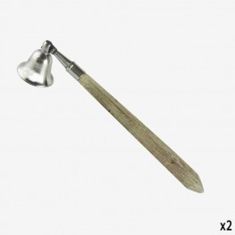 IRR WOODEN CANDLE SNUFFER SILVER