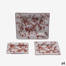 S/3 STRAW ASHTRAY BRANCHES FRUIT