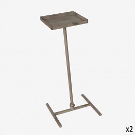 SM SQUARE TAUPE IRON AUX TABLE