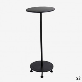 BLACK IRON SIDE TABLE TWO FLOORS