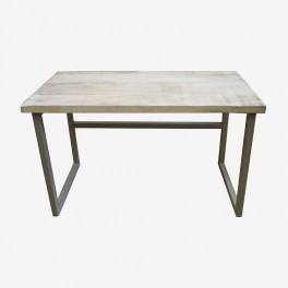 WH WOOD PICKLED STOOL GRAY IRON 