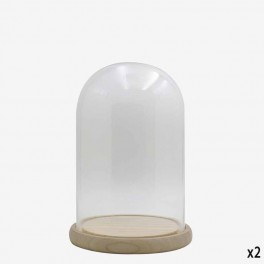 SMALL GLASS URN WITH NAT WOOD ST