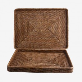 S/2 RCTG RATTAN TRAY ROUNDED EDG
