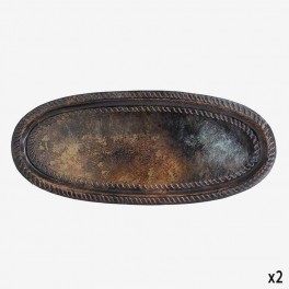L OVAL TRAY RUSTIC ASSORTED COLO