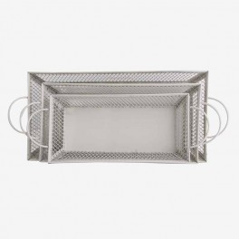 S/3 RCTG GRAY WHITE TRAY HANDLES