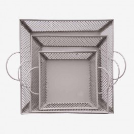 SET OF 3 WH GREY SQ TRAYS HOLES