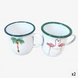 WH PALM TREE FLAMINGOS CUPS HAND
