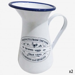 WHITE BLUE JUG WITH HANDLE