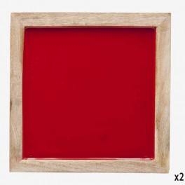 SQ RED WOODEN TRAY