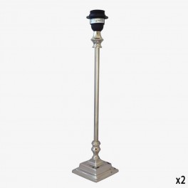 LARGE SILVER LAMP SQ STEPPED BAS
