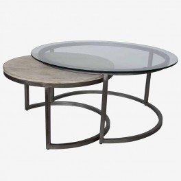 S/2 R TABLES GLASS TOP(LARGE)WOO