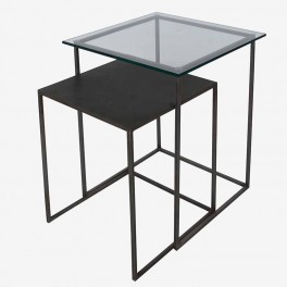S/2 SQ TABLES GLASS TOP(LARGE)ME