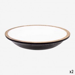 SM ROUND WOODEN TRAY BLACK EXTER