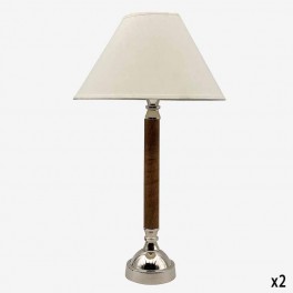 TALL SILVER TABLE LAMP R WOODEN 