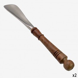 SILVER SHOEHORN SHORT ROUND WOOD