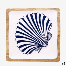 MD SQ WOODEN PLATE BLUE SHELL