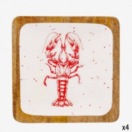 MD SQ WOODEN PLATE RED LOBSTER