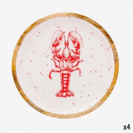 ROUNDED WOODEN PLATE RED LOBSTER