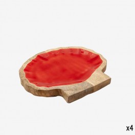 SM RED WOODEN PLATE SHELL SHAPED