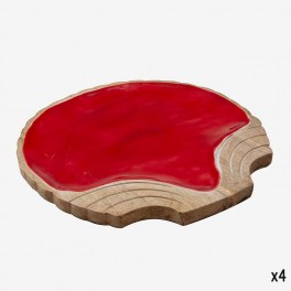 L RED WOODEN PLATE SHELL SHAPED