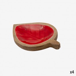 RED WOODEN PLATE SHAPED LIKE A R